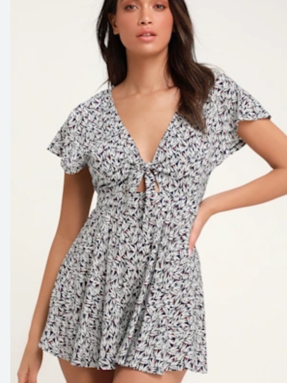 Lulus Dondi Navy Blue and White Print Romper